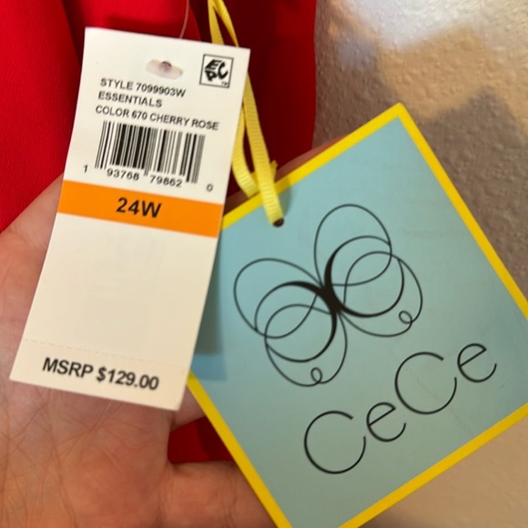 NWT CeCe Nordstrom Women's 10 Red 3/4 Tie-Sleeve Glitz Glamour Party Mini Dress - Picture 2 of 5